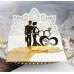 3D Wedding Invitation Card Laser Cut Paper Ivory Tint Color 